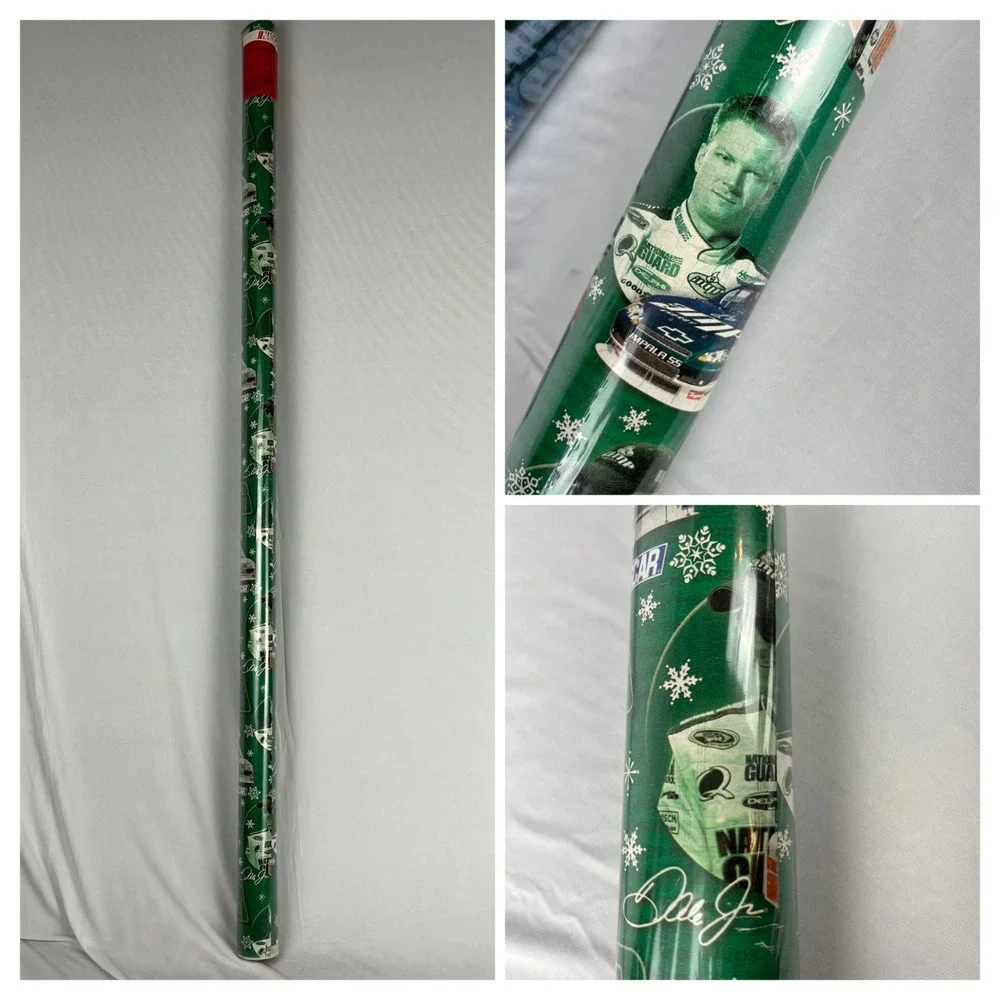Y2K NASCAR Dale Earnhardt Jr. #88 Racecar Green Christmas Wrapping Paper NWT